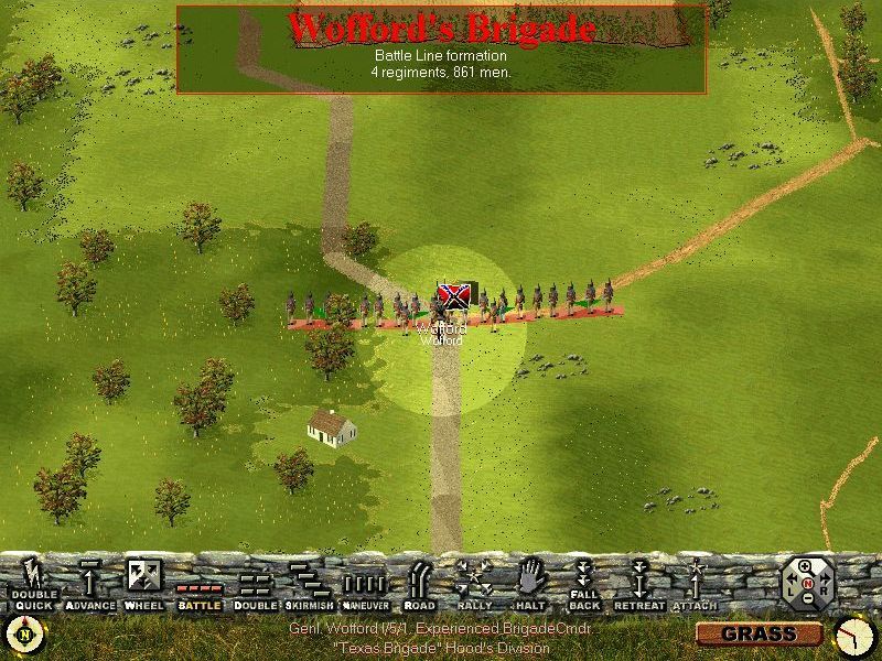 Sid Meier's Antietam! (Windows) screenshot: This is the beginning of the tutorial on moving troops. Here a brigade has been identified<br><br>Demo version