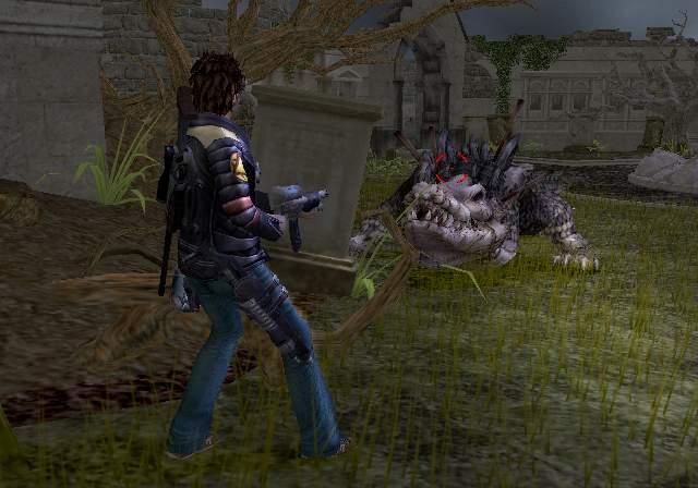 Ghosthunter (PlayStation 2) screenshot: Lazarus fights the swamp croc boss