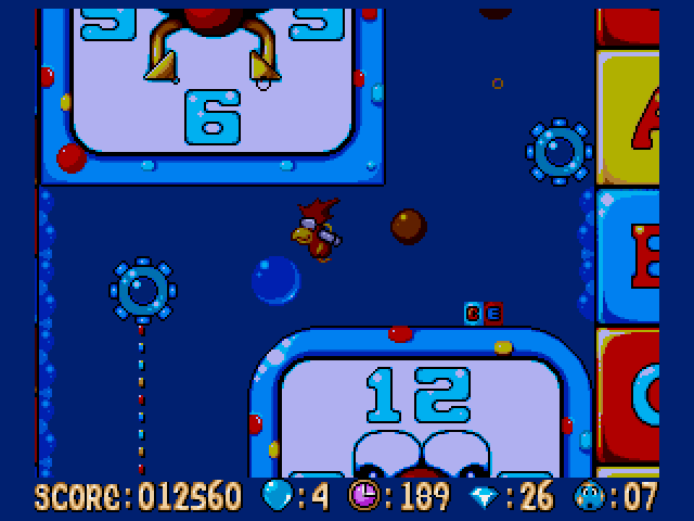 Alfred Chicken (Amiga) screenshot: Alfred in scuba gear