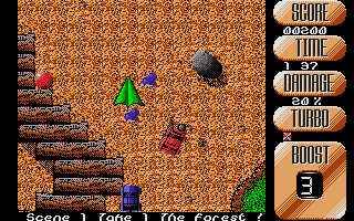 Nitro Boost Challenge (Atari ST) screenshot: On the road and in the air: they are after me