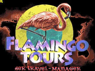 Flamingo Tours (DOS) screenshot: Title Screen.