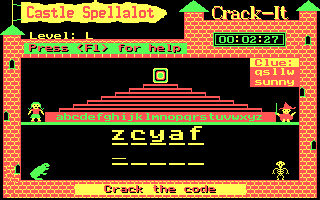 Henrietta's Book of Spells (DOS) screenshot: The cryptography of 'Crack-it'