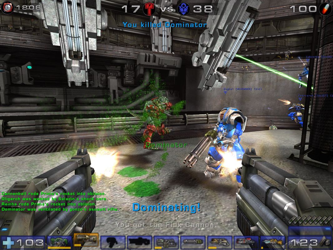 Unreal Tournament 2004 (Windows) screenshot: Green blood fountain
