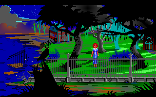 The Colonel's Bequest (DOS) screenshot: Near the swamp (EGA / TANDY)