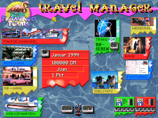 Flamingo Tours (DOS) screenshot: The Game Begins.