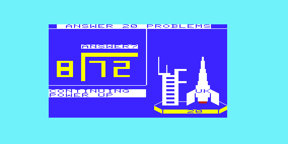 Space Division (VIC-20) screenshot: There is no title screen; the first problem is displayed immediately