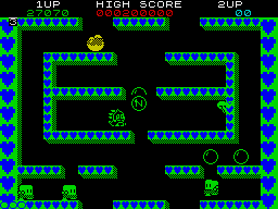 Bubble Bobble (ZX Spectrum) screenshot: An apple to take