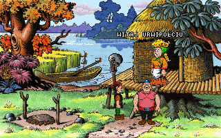 Kajko i Kokosz (DOS) screenshot: Hello, Auntie!
