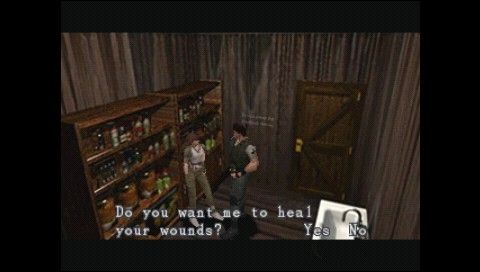 Resident Evil: Director's Cut (PSP) screenshot: Yes Rebecca, do treat me