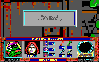 Curse of the Catacombs (DOS) screenshot: Need yellow key!