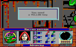 Terror of the Catacombs (DOS) screenshot: Need yellow key!