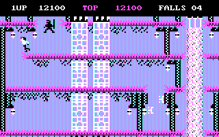 Bruce Lee (PC Booter) screenshot: In the underground caverns (CGA with RGB monitor)