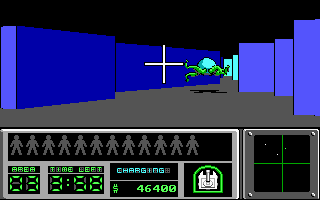 Hovertank One (DOS) screenshot: Blue leve