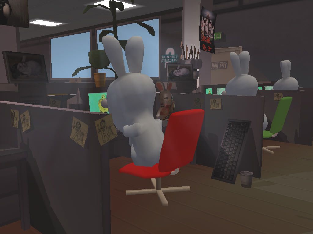 Rayman: Raving Rabbids 2 (Windows) screenshot: In office