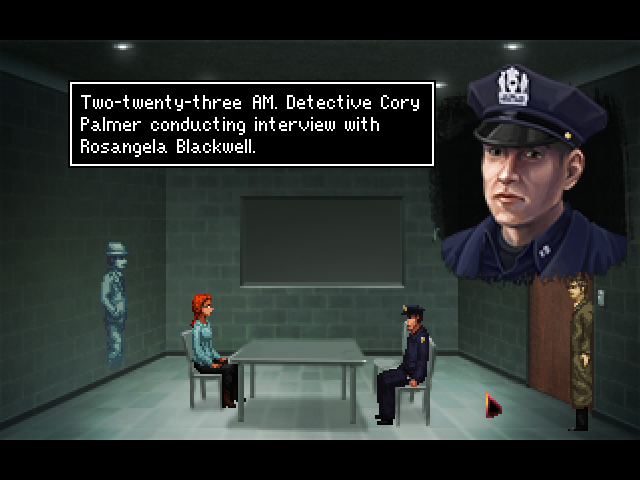 The Blackwell Epiphany (Macintosh) screenshot: Interrogated by the police