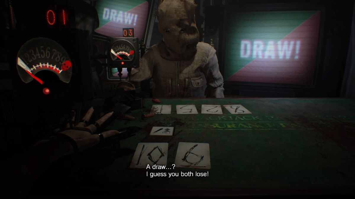 Resident Evil 7: Biohazard - Banned Footage: Vol.2 (PlayStation 4) screenshot: 21: Draw is the worst possible situation in first two rounds for both players