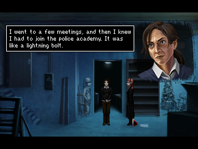 The Blackwell Epiphany (Macintosh) screenshot: Lia is a very frightened lady