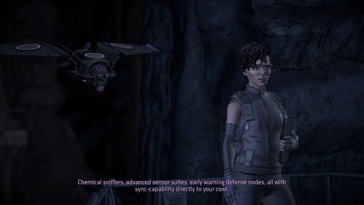 Batman: The Telltale Series - The Enemy Within: Episode Five - Same Stitch (PlayStation 4) screenshot: Tiffany is ready to go with Batman on her first field op