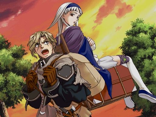 Genso Suiko Gaiden: Vol.1 - Harmonia no Kenshi (PlayStation) screenshot: Seems like I'm the one doing all the heavy lifting