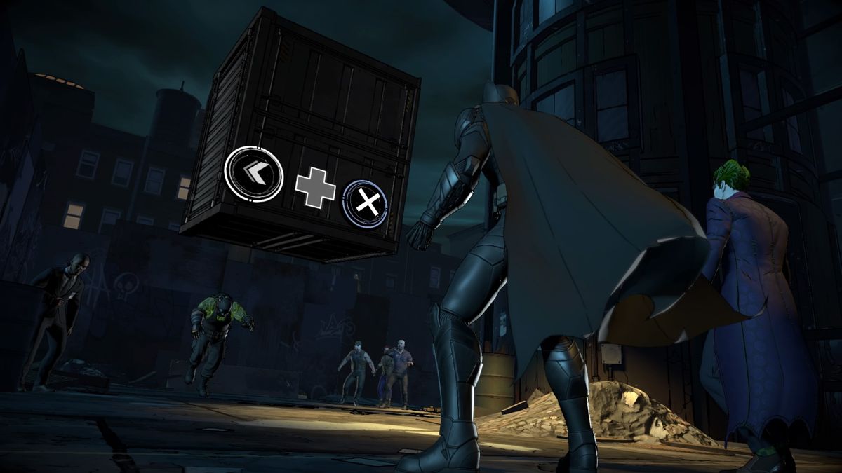 Batman: The Telltale Series - The Enemy Within: Episode Five - Same Stitch (PlayStation 4) screenshot: Container incoming