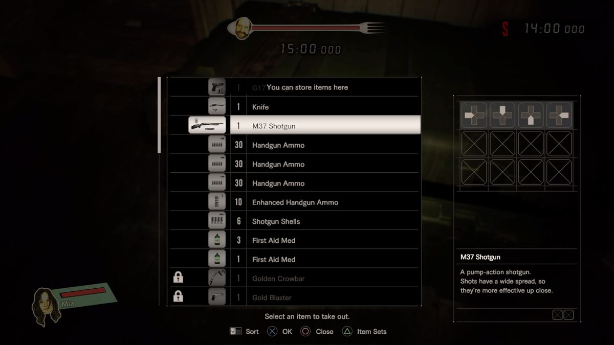 Resident Evil 7: Biohazard - Banned Footage: Vol.2 (PlayStation 4) screenshot: Jack's 55th Birthday: All the weapons you need are in the item box in the same room where Jack is
