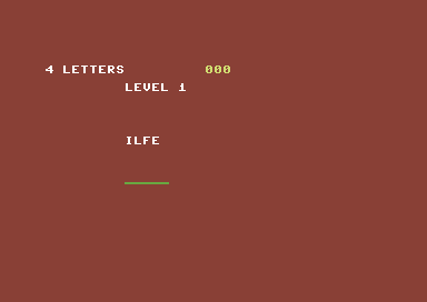 Cassette 50 (Commodore 64) screenshot: Boggles (Letter Jumble)