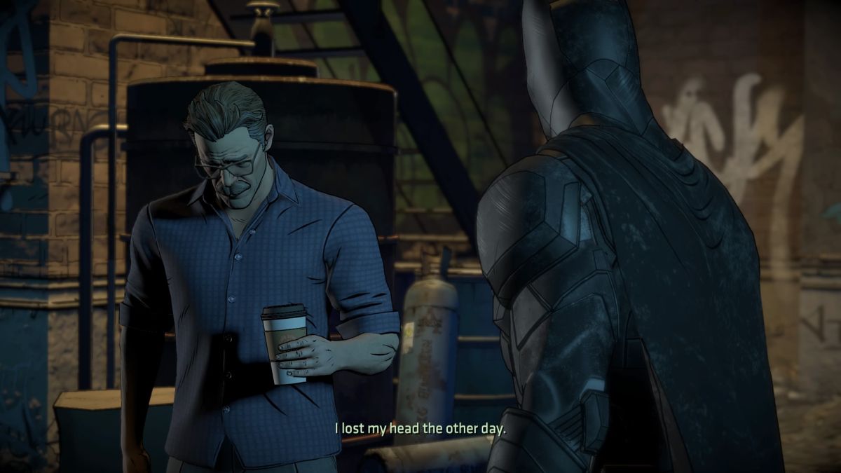 Batman: The Telltale Series - The Enemy Within: Episode Five - Same Stitch (PlayStation 4) screenshot: Reminiscing with Gordon