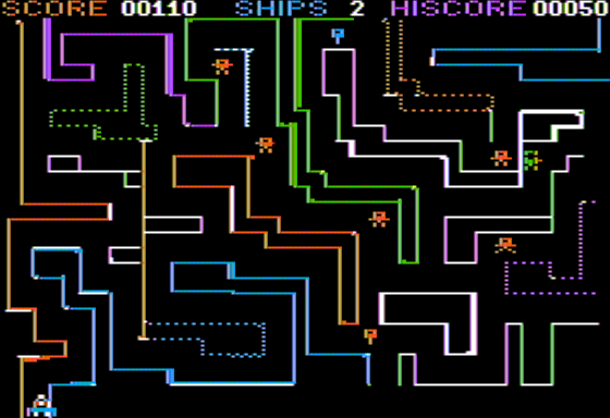 Android Wipe Out (Apple II) screenshot: Now with Blue Androids