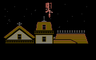 Maniac Mansion (Commodore 64) screenshot: Launching an Edsel into orbit.