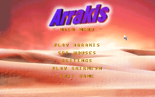 Arrakis (DOS) screenshot: Main menu of Arrakis.