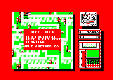 Android Two (Amstrad CPC) screenshot: Oh, dear. Game over.
