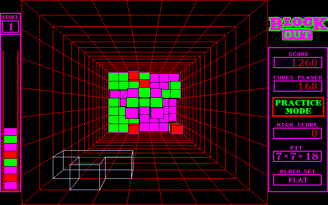Blockout (PC-98) screenshot: This is how the game looks when set to LCD display mode