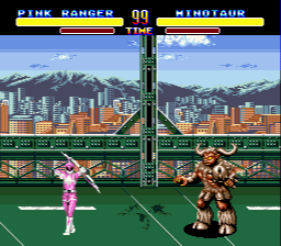 Mighty Morphin Power Rangers (Genesis) screenshot: Starting a fight