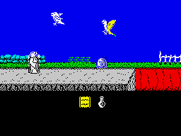 Outcast (ZX Spectrum) screenshot: Hitchcock's birds