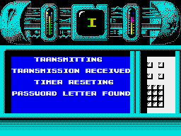 Trantor: The Last Stormtrooper (ZX Spectrum) screenshot: Transmitting