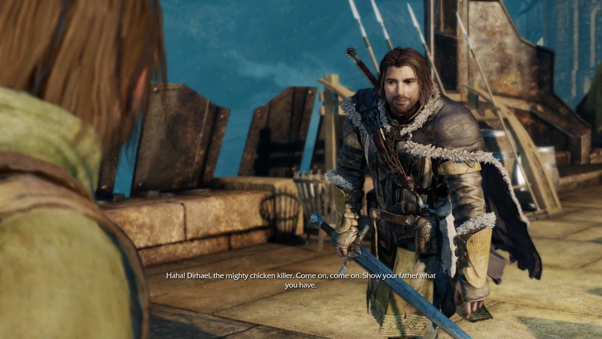 Middle-earth: Shadow of Mordor (Windows) screenshot: Talion and his son