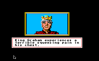 King's Quest IV: The Perils of Rosella (Apple IIgs) screenshot: Introduction: King Graham should have bought that life insurance policy after all.