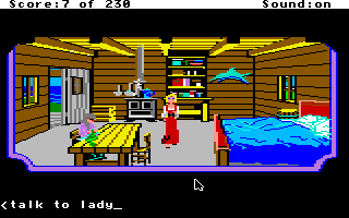 King's Quest IV: The Perils of Rosella (Apple IIgs) screenshot: Inside the fisherman's house.