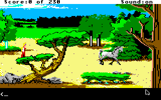 King's Quest IV: The Perils of Rosella (Apple IIgs) screenshot: It's a unicorn, Charlie! A magical unicorn!