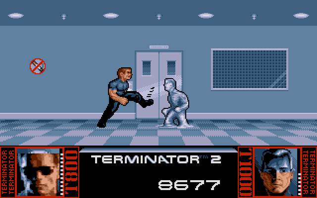 Terminator 2: Judgment Day (DOS) screenshot: Level 4 - Fight with T1000 in the hospital