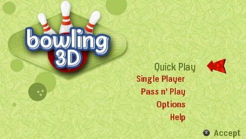 Bowling 3D (PSP) screenshot: Main menu