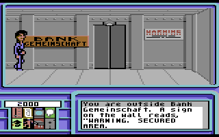 Neuromancer (Commodore 64) screenshot: Secured area? Not after I hack it!