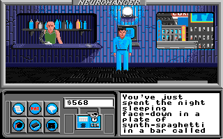 Neuromancer (Apple IIgs) screenshot: Starting location.