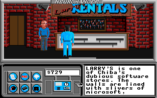 Neuromancer (Apple IIgs) screenshot: Larry's store.