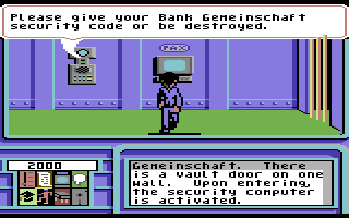 Neuromancer (Commodore 64) screenshot: Sometime it's easy when your choices are made obvious...
