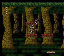 Frankenstein: The Monster Returns (NES) screenshot: Stage 2 is the forest with some weird enemies