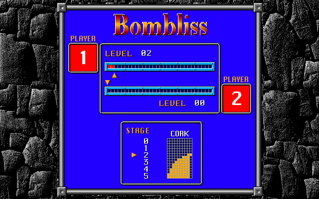 Super Tetris 2 + Bombliss (PC-98) screenshot: 2 player Bombliss game setup