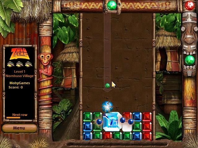 Zulu Gems (Windows) screenshot: Busting a super gem with a ball.
