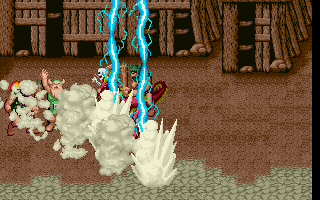 Golden Axe (DOS) screenshot: Gilius uses his magic (VGA).
