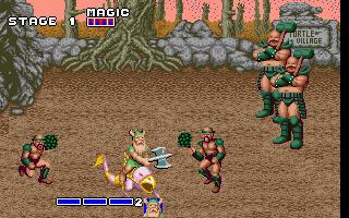 Golden Axe (DOS) screenshot: Using the purple thing against enemies is a definite advantage